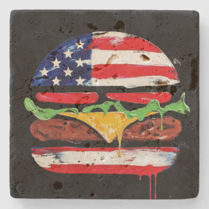 America Burger (Schwarze Malerei Nr. 6) Steinuntersetzer