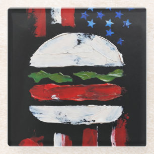 America Burger (Schwarze Malerei Nr. 7) Glasuntersetzer