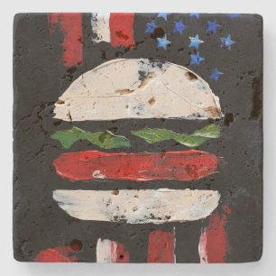 America Burger (Schwarze Malerei Nr. 7) Steinuntersetzer