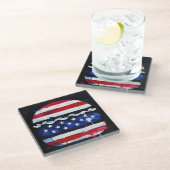 America Burger (Schwarzes Gemälde Nr. 3) Glasuntersetzer (Schrägansicht)
