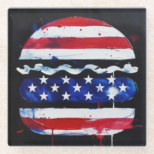 America Burger (Schwarzes Gemälde Nr. 3) Glasuntersetzer (Vorderseite)