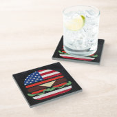 America Burger (Schwarzes Gemälde Nr. 4) Glasuntersetzer (Schrägansicht)