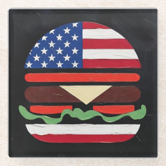 America Burger (Schwarzes Gemälde Nr. 4) Glasuntersetzer (Vorderseite)