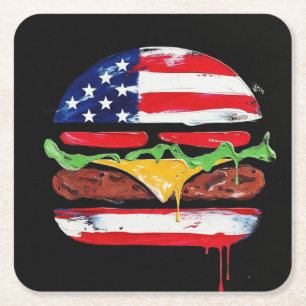 America Burger (Schwarzes Gemälde Nr. 6) Rechteckiger Pappuntersetzer