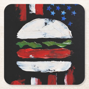 America Burger (Schwarzes Gemälde Nr. 7) Rechteckiger Pappuntersetzer