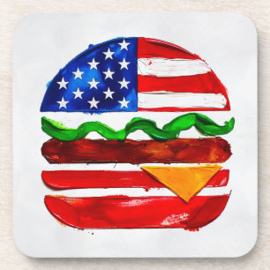 America Burger (Weiße Malerei Nr. 1) Getränkeuntersetzer