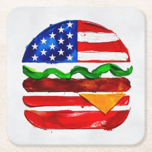 America Burger (Weiße Malerei Nr. 1) Rechteckiger Pappuntersetzer