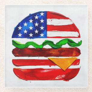 America Burger (Weißes Gemälde Nr. 1) Glasuntersetzer