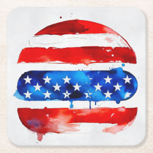 America Burger (Weißes Gemälde Nr. 2) Rechteckiger Pappuntersetzer