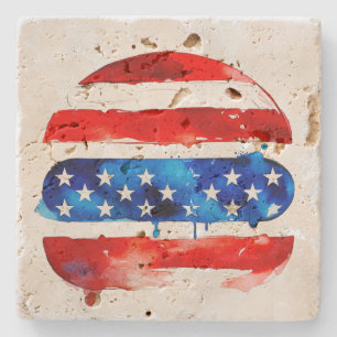 America Burger (Weißes Gemälde Nr. 2) Steinuntersetzer