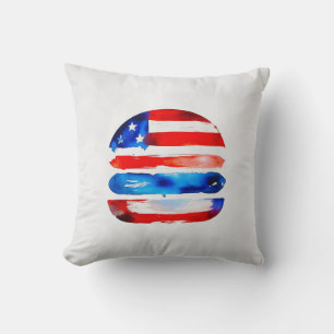 America Burger (Weißes Gemälde Nr. 3) Kissen