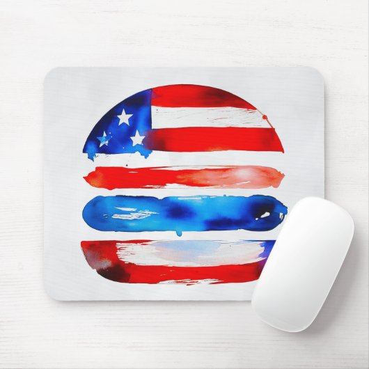 America Burger (Weißes Gemälde Nr. 3) Mousepad (Mit Mouse)