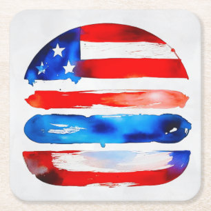 America Burger (Weißes Gemälde Nr. 3) Rechteckiger Pappuntersetzer