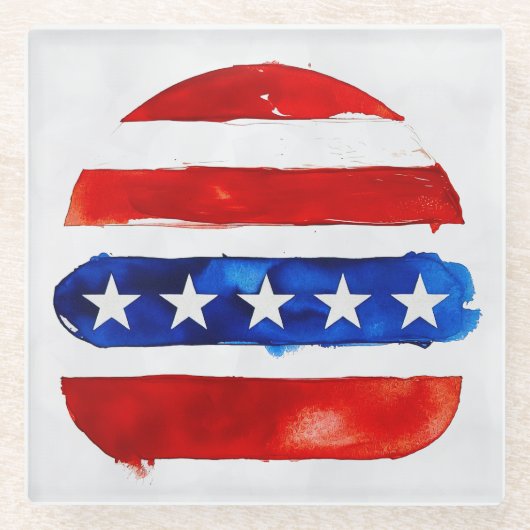America Burger (Weißes Gemälde Nr. 4) Glasuntersetzer (Vorderseite)