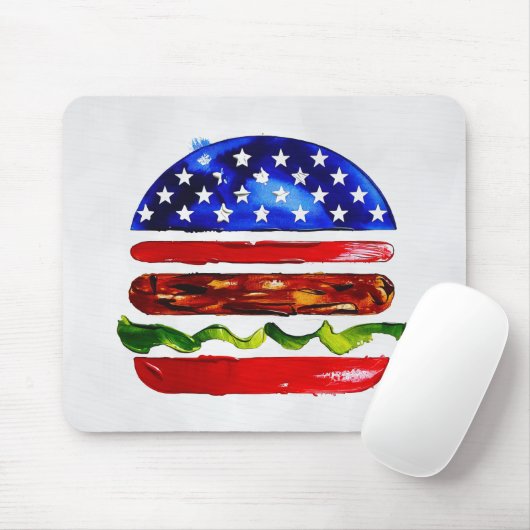 America Burger (Weißes Gemälde Nr. 5) Mousepad (Mit Mouse)