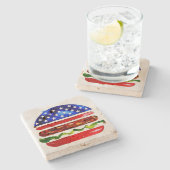 America Burger (Weißes Gemälde Nr. 5) Steinuntersetzer (Seitenansicht)