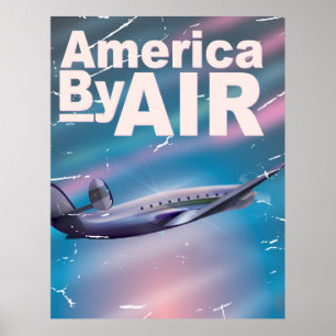 America By Air Vintage Reiseplakat Poster