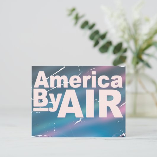 America By Air Vintage Reiseplakat Postkarte (Stehend Vorderseite)