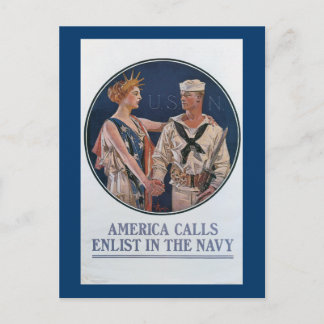 America Calls Enlist in the Navy Postkarte