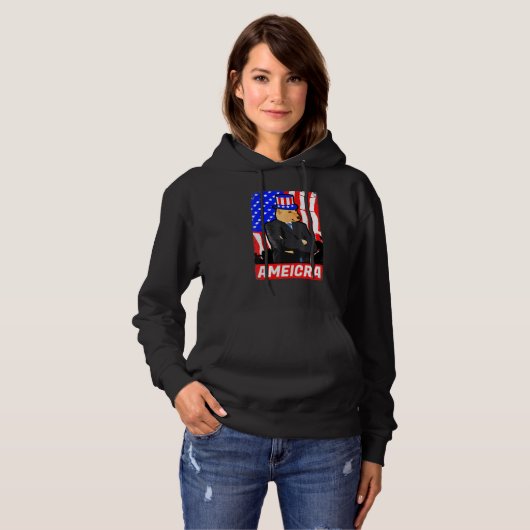 America Cheems Shiba Dog Dank Meme 4. Juli USA Fl Hoodie (Vorne ganz)