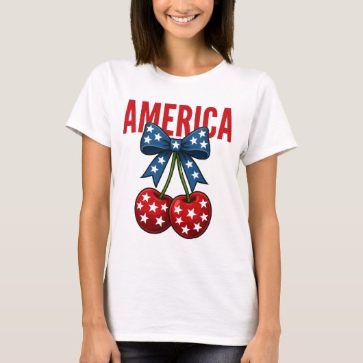 America Cherries Coquette Bow T-Shirt (Vorderseite)