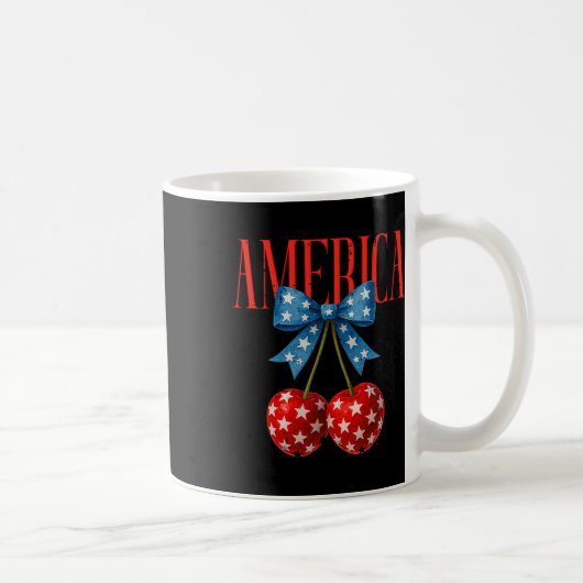 America Cherries Us Flag Coquette Bow Cherry 4. O Kaffeetasse (Rechts)