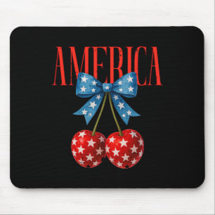 America Cherries Us Flag Coquette Bow Cherry 4. O Mousepad