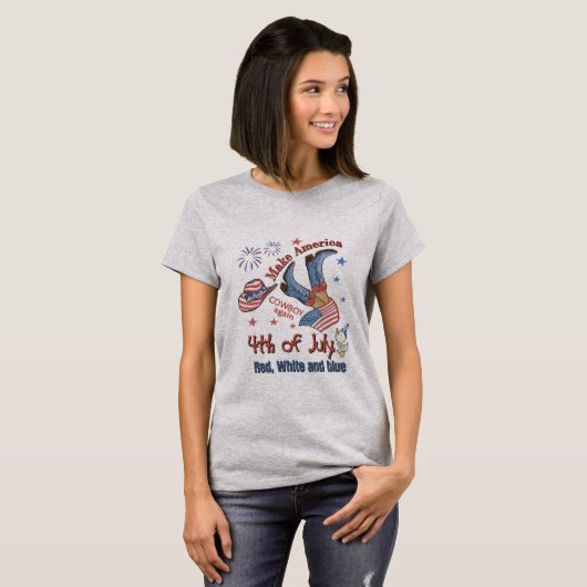 America Cowboy Wieder 4. Juli T - Shirt (Vorne ganz)