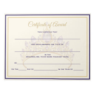 America Crown Certificates Award Notizblock