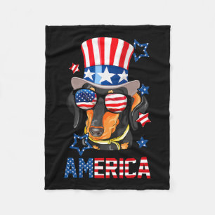 America Dog Dackel 4. Juli T-Shirt Fleecedecke
