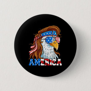 America Eagle 4. Juli Mullet Amerikanische Flagge  Button