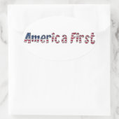 America First American Flag Typografy Patriotic Ovaler Aufkleber (Tasche)