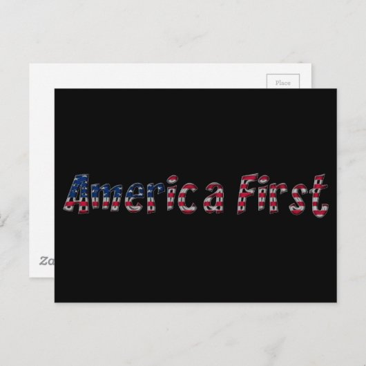 America First American Flag Typografy Patriotic Postkarte (Vorne/Hinten)