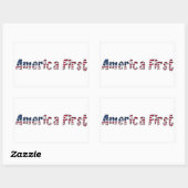 America First American Flag Typografy Patriotic Rechteckiger Aufkleber (Blatt)