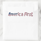 America First American Flag Typografy Patriotic Rechteckiger Aufkleber (Tasche)