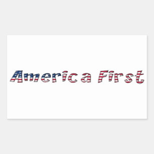 America First American Flag Typografy Patriotic Rechteckiger Aufkleber