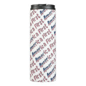 America First American Flag Typografy Patriotic Thermosbecher (Rückseite)