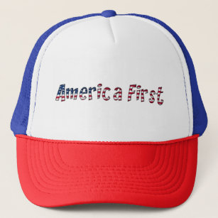 America First American Flag Typografy Patriotic Truckerkappe