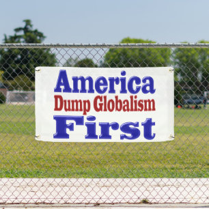 America First Dump Globalisierungsroter blauer Tex Banner