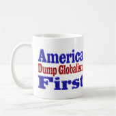 America First Dump Globalisierungsroter blauer Tex Kaffeetasse (Links)