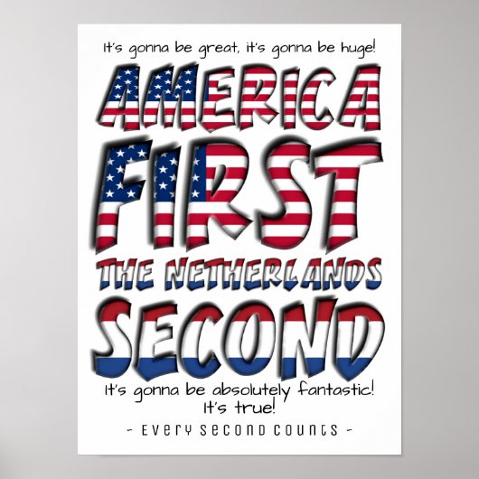 America First Netherlands Second Typografy Poster (Vorne)