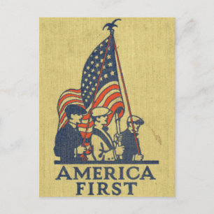 America First Patrioten Amerikanische Flagge Vinta Postkarte