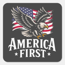 America First Patriotic Bald Adler 4. Juli Quadratischer Aufkleber