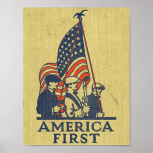 America First Patriots American Flag Vintag USA Poster