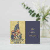 America First Patriots American Flag Vintager Text Postkarte (Stehend Vorderseite)