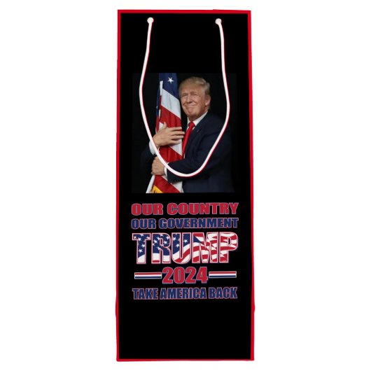 America First Trump 2024 Geschenktüte Für Weinflaschen (Rückseite)