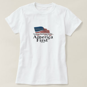 America First Trump Zitat Patriotische Flagge T-Shirt