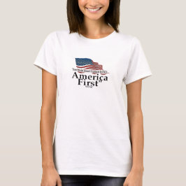 America First Trump Zitat Patriotische Flagge T-Shirt