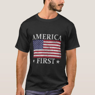 America First US American Flag Patriot Stars und T-Shirt