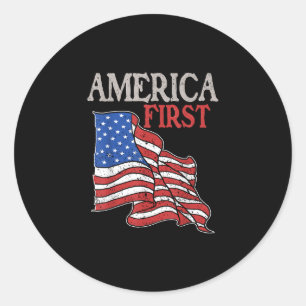 America First USA American Patriot Flag Memorandum Runder Aufkleber